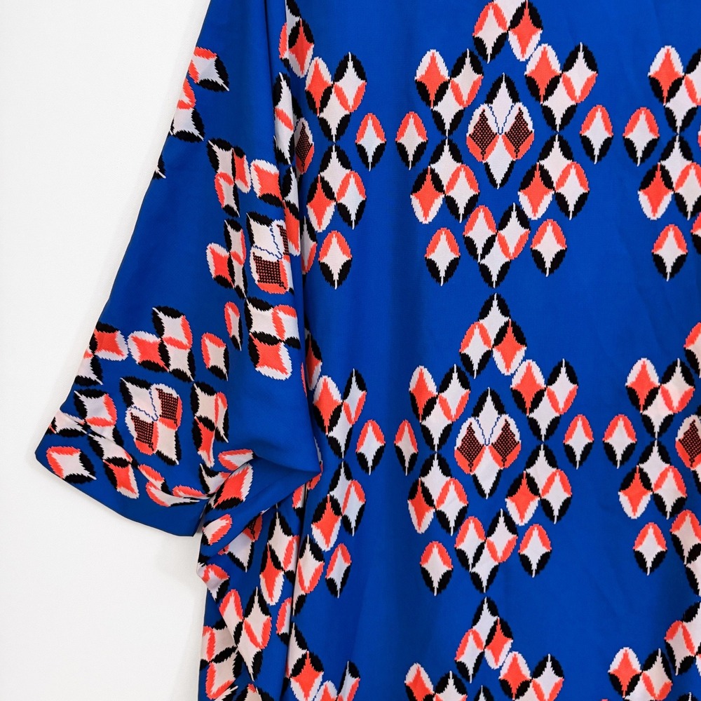 Gianni Bini Womens Geometric Ikat Open Front Kimono Cardigan Oversized M Blue - Picture 8 of 10